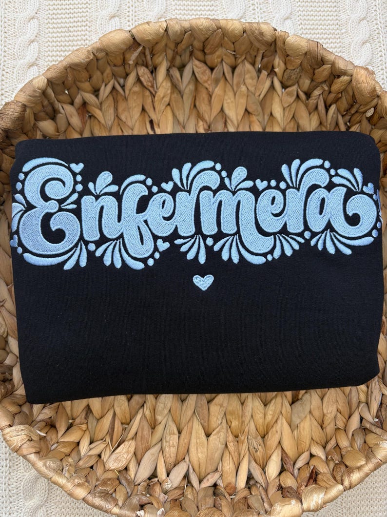 Enfermera Embroidered Sweatshirt: Talavera Design, Mexican Nurse Gift immagine 4
