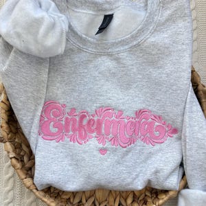 Enfermera Embroidered Sweatshirt: Talavera Design, Mexican Nurse Gift immagine 3