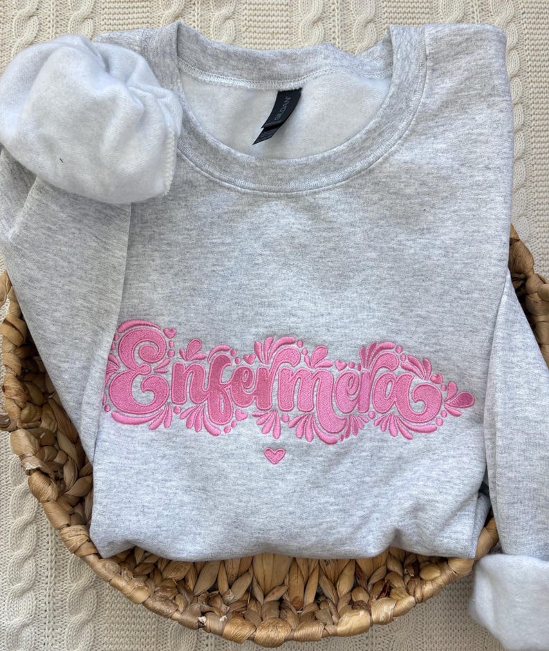 Enfermera Embroidered Sweatshirt: Talavera Design, Mexican Nurse Gift immagine 3