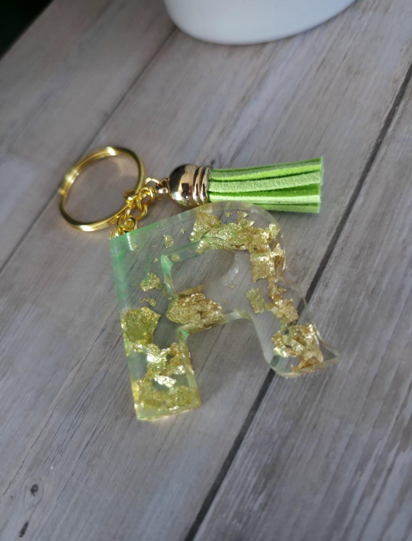 Handmade Resin Letter Keychain – Personalized Epoxy Keyring With ...