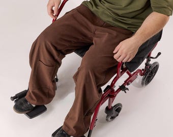 FINAL CLEARANCE Adaptive Cotton Wheelchair Pants | Full Side Zip, Wide Leg, Unisex