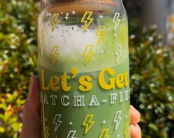 Matcha Glass Cup with Tritan Plastic Straw | Iced Coffee Glass Can | Aesthetic Libbey Cup | Cute & Trendy Reusable Glass | Matcha Lover Gift