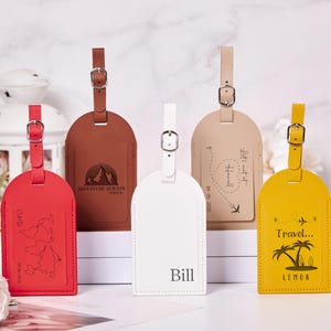Étiquette de bagage personnalisée en cuir PU, Cartes d'embarquement avion multicolores, Étiquette d'identification, Étiquette de sac à dos, Étiquette de valise, Étiquette de bagage en PU souple, Cadeaux d'anniversaire