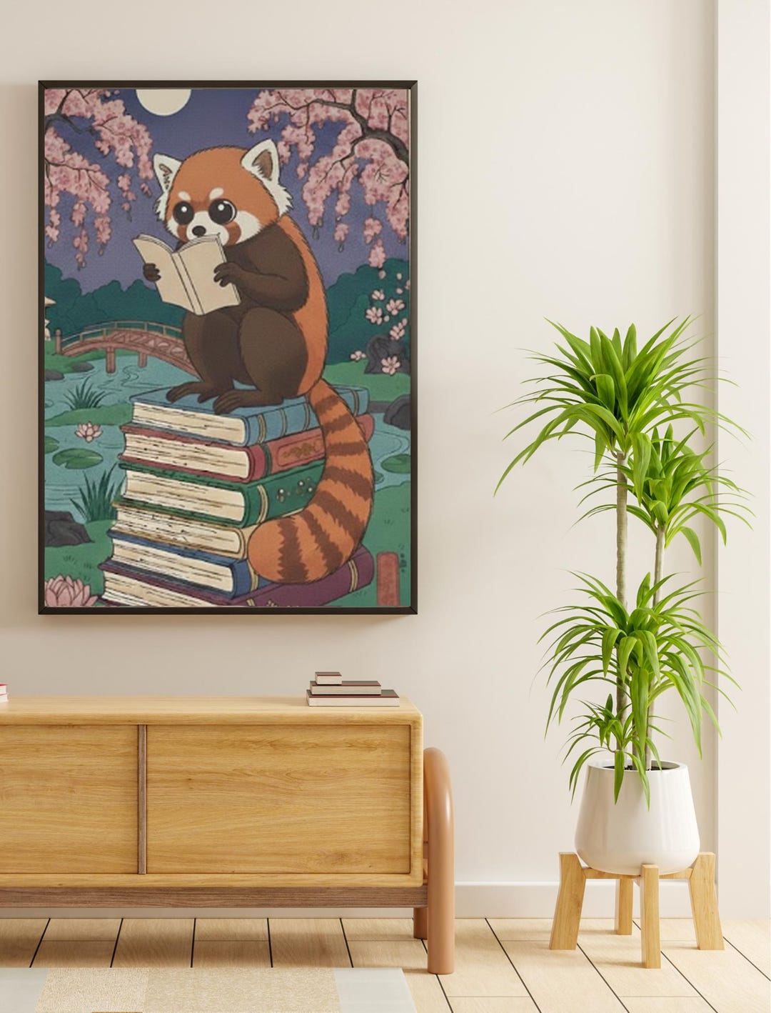 Reading Red Panda Illustration Printable | Literary Animal Art ...
