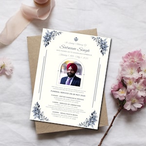 Sikh Punjabi begrafenis aankondiging uitnodiging, aankondiging Indiase begrafenis kaart, Sikh begrafenis, Punjabi begrafenis kaart, verzenden via WhatsApp, sjabloon, bewerken