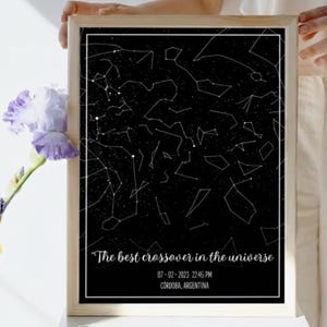 Minimalist Custom Star Map, Black and White Night Sky Print, Personalized Constellation Poster, Elegant Anniversary Gift, Digital Download