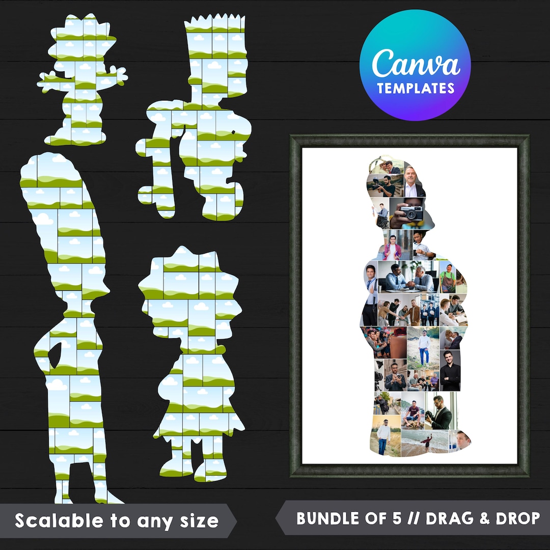 Simpsons Family Photo Collage Canva Frames, Bundle of 5 Photo Collages ...