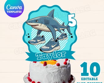 Bundle of 10 Printable Cake Toppers: Italian Brainrot Ballerina Tralalero Tsun Sahur Cake Decoration - CANVA Printable Template for Birthday Parties