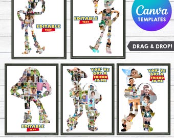 Toy Theme Photo Collage Canva Templates, Cowboy and Space Ranger Frames, Bundle of 7, You've got a friend in me, Editable, Digital Download