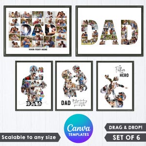 Fotocollage-sjablonen voor papa op Canva, set van 6 aanpasbare cadeaus voor papa, Vaderdag, papa-collage, digitale download