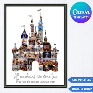 Magic Castle Photo Collage Canva Template | Vacation Memory Poster | Dreams can come true Photo Frame | 30 Photos Drag Drop Digital Download