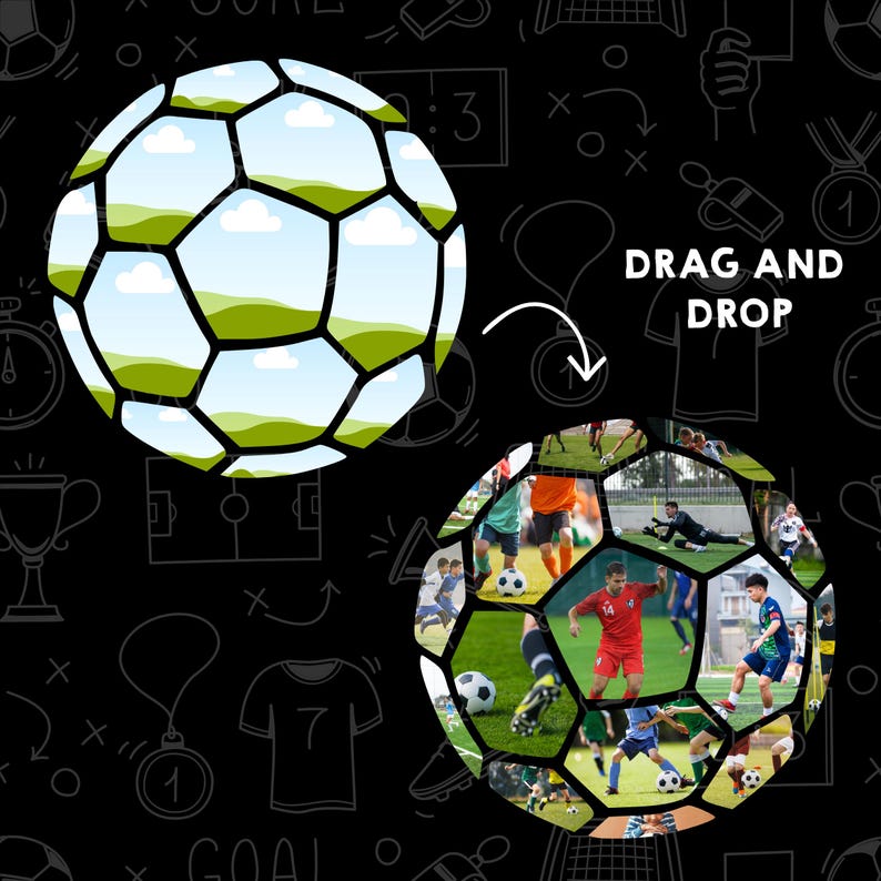 Soccer Ball Photo Collage Bundle, 7 Football Frames Canva Template ...