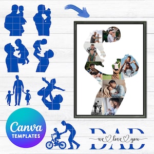 Father's Day Photo Collage Canva Templates | Custom Dad Drag And Drop Photo Frame For Canva | Personalized Gift | DIY | Digital Download