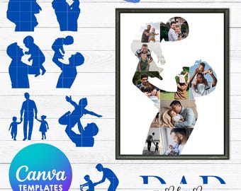 Father's Day Photo Collage Canva Templates | Custom Dad Drag And Drop Photo Frame For Canva | Personalized Gift | DIY | Digital Download