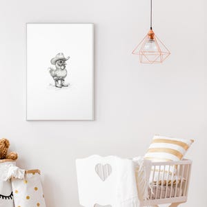 Cowboy Chicken Art Print, Whimsical Wall Decor, Farmhouse Chic, Country Style Home Decor, Gift for Animal Lovers, Funny Artwork