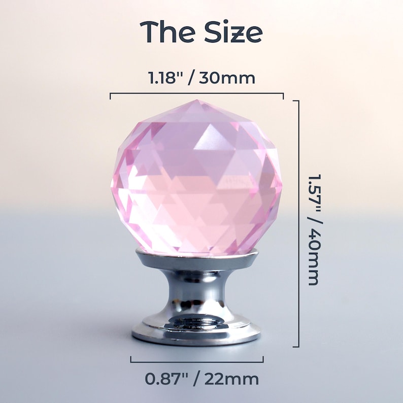 Round Glass Door Knob Vintage Style Pull, Clear Crystal