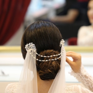 Crystal and Pearl hair chain Wedding hair jewelry hair chain Rhinestone hair chain Gold Wedding headpiece Bridal hair jewelry hair chain