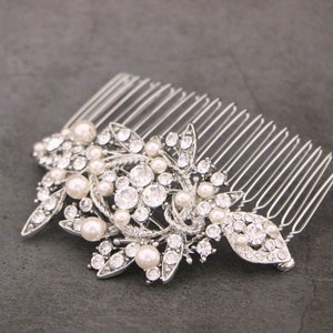 Wedding hair piece pearl side comb Silver Wedding hair comb Rhinestone Bridal hair jewelry Wedding comb Crystal Bridal hair comb hair bling