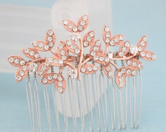 Bridal hair comb Rhinestone headpiece Wedding side comb Rose gold Wedding comb Crystal Wedding hair accessories Bridal hair piece Wedding