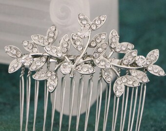 Wedding hair comb Crystal headpiece Wedding hair accessories floral Wedding comb Rhinestone hair comb Wedding hair clip Bridal hair jewelry