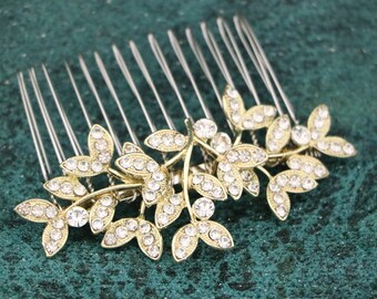 Wedding hair clip Gold veil comb Vintage style Wedding hair comb Side bridal headpiece Wedding hair jewelry Bridal hair comb Side hair comb