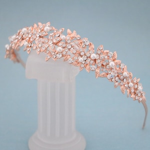 rose gold head band bridal crowns and tiaras Gold Wedding headband Rhinestone hair band Wedding hair jewelry headband Wedding tiara headband