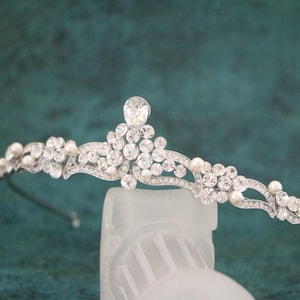 Bridal tiara Wedding Hair Wreaths & Tiaras Silver Wedding pearl tiara Rhinestone Tiara Crystal tiara Bridal hair jewelry tiara Wedding tiara