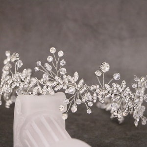 Wedding tiara headband Crystal headband Silver Bridal headband Wedding hair headband Wedding tiara Headband Bridal hair piece headband Boho