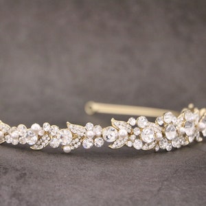 pearl and rhinestone wedding headband pearl and crystal Bridal headband simple wedding front tiara wedding head band rhinestone headband