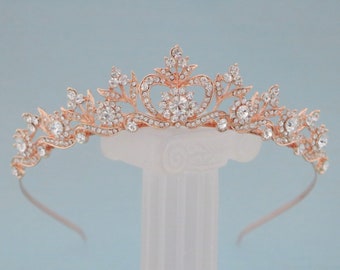 rose gold wedding tiara simple bridal tiara silver wedding rhinestone wedding crown Rhinestone tiara Gold Crystal tiara Wedding headband