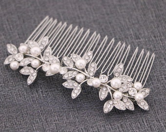 Wedding Pearl Comb Rhinestone Comb headpiece  Bridal Comb Crystal hair jewelry Wedding Crystal Hair Comb Side Pearl Comb Bridal hair comb