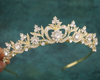 Gold Wedding tiara Simple Rhinestone tiara Rose gold Bridal tiara Headband Wedding hair tiara Vintage style Bridal headband tiara Headpiece