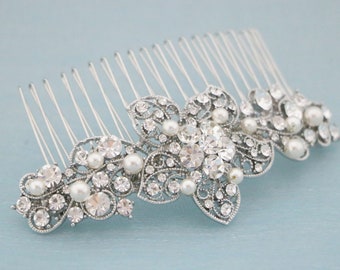 Bridal Rhinestone Crystal Comb Bridal Comb Crystal Wedding Crystal Hair Comb Silver Hair Comb Wedding Accessory Side Crystal Comb Pearl comb