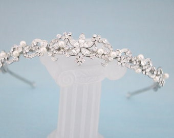 Silver Wedding headband Bridal hair jewelry headband Pearl headband Wedding hair bling Wedding headband Bridal tiara headband Bridal tiara