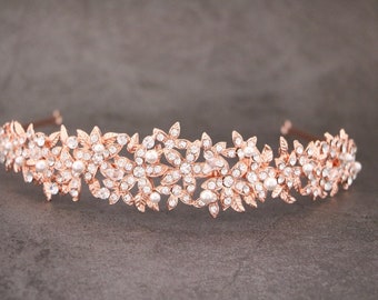 Rhinestone headband Pearl simple headband Rose gold Wedding headband Bridal tiara headband  Gold Crystal headband Silver Bridal headband