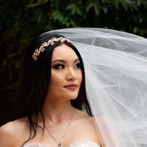 Bridal Rhinestone Headband Veil Simple Wedding Headband Silver Bridal Headband Wedding Hair Tiara Headband Bridal Tiara Crown Headpiece Boho main image 9