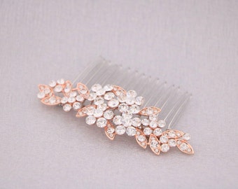 Rose gold bridal comb Wedding side comb Bridal Rhinestone comb  Gold Wedding hair comb Silver Wedding headpiece Wedding comb in Crystal comb