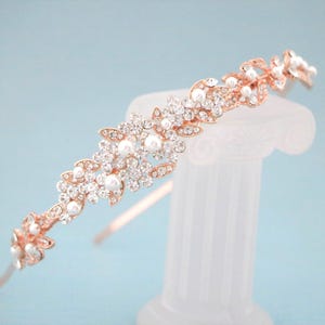 Pearl headband Side Bridal headpiece Rose gold Wedding headband Rhinestone headband Gold Wedding hair tiara Silver Bridal headband Tiara