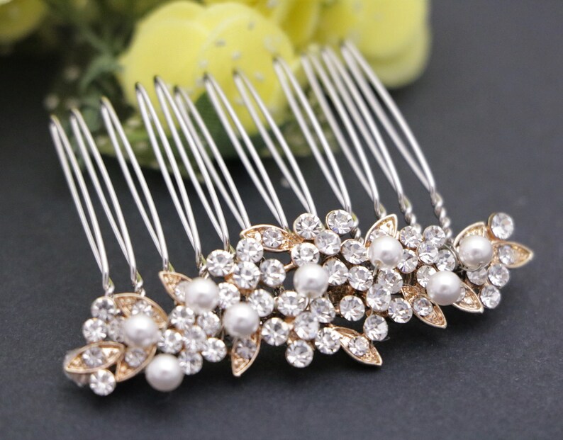 bridal comb small wedding hair comb pearl hair pins Wedding hair accessories Boho hair pins Rhinestone hair pins Wedding hair comb Bridal