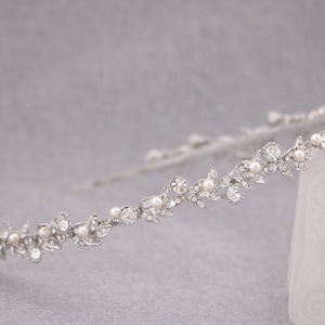 Bridal headband Simple Pearl headband Wedding hair headband Bridal hair jewelry Crystal headband Rhinestone headband Wedding headband Boho