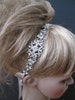 Ribbon Wedding headband Silver Rhinestone headband Wedding hair band Vintage style headband Wedding side headband Boho headband Simple hair 