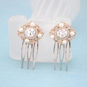 Gold hair vine comb Pearl Crystal Bridal Hair Pieces Rose Gold Bride Hair Clip Wedding Hair Accessories for Bun Gold hair pins Wedding comb