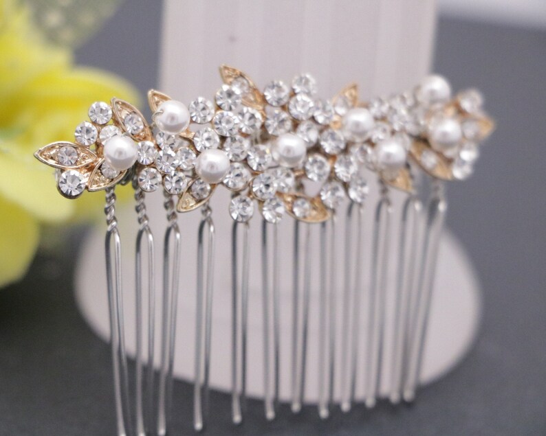 bridal comb small wedding hair comb pearl hair pins Wedding hair accessories Boho hair pins Rhinestone hair pins Wedding hair comb Bridal