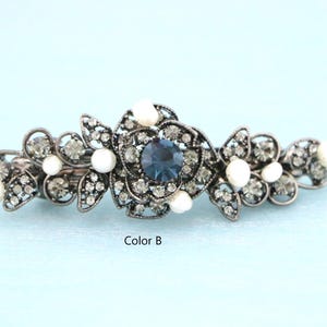 Marineblauwe bruiloft haarspeld Parel bruiloft haarkam Kant bruids hoofddeksel Zwarte kristallen kam Bruiloft haarsieraden Bruids haarkam Sluierclip