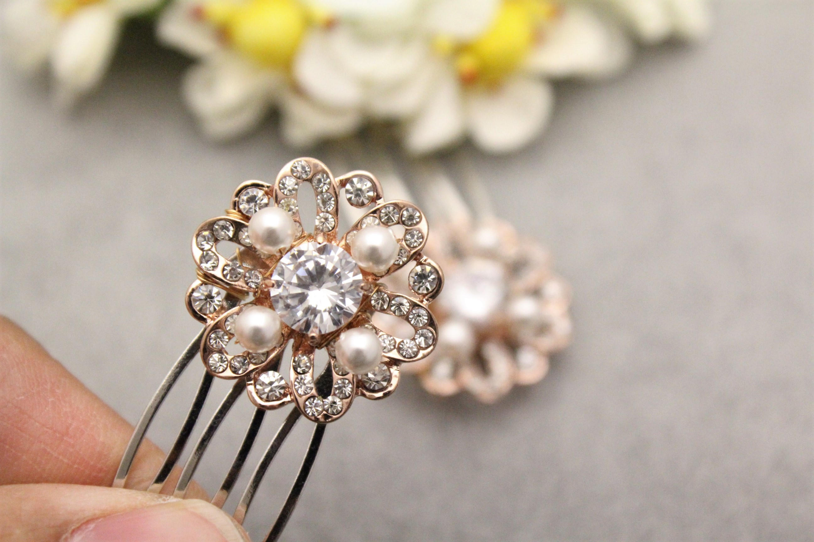 Rose Gold Hair Pinbridal Hair Pinsrose Gold Wedding Hair Etsy