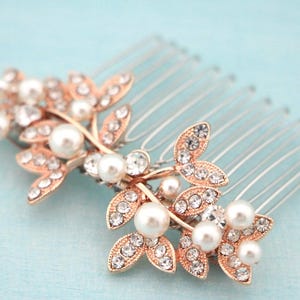 Pearl Wedding hair comb Wedding hair clip rose gold Wedding Decorative Combs updo Side bridal headpiece Bridal hair comb Gold veil comb Boho