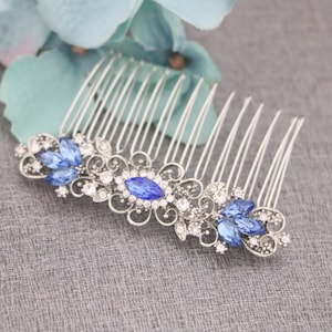 Sapphire Wedding comb Blue hair jewelry Navy blue Wedding hair comb Rhinestone headpiece Wedding hair accessories Crystal haircomb Side comb
