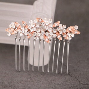 Gold Floral Hair Comb Bridal Hair Comb Small Rhinestone Wedding Hair Accessories for Bun Bridal hair comb Side bridal headpiece Wedding comb