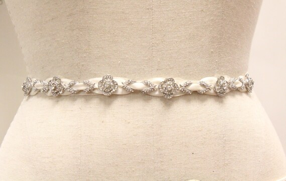 Bridal Sash Silver Rhinestone Sash Belt For Wedding Dress Etsy