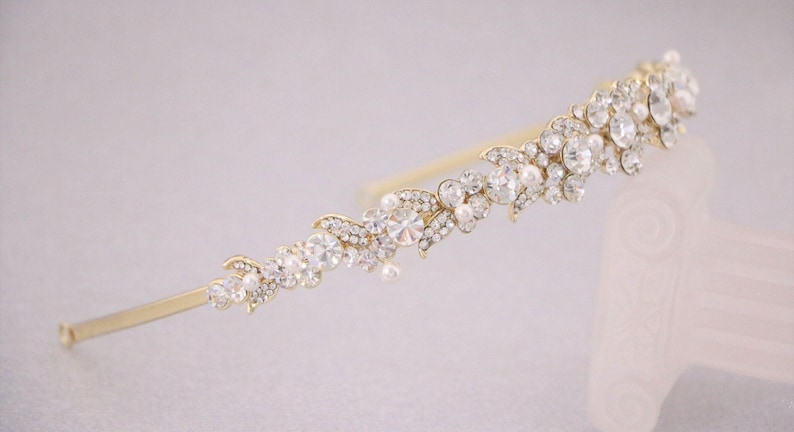 Wedding headband Pearl Bridal headband vintage style Wedding Tiaras pearl Bridal Tiaras Wedding hair jewelry Bridal hair accessory pearl image 8